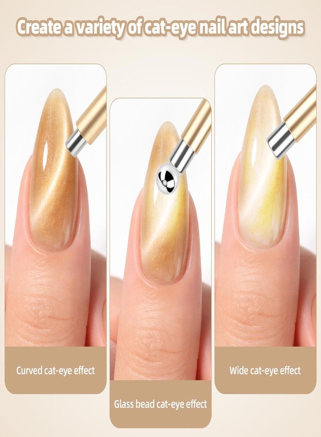 Fukaisu 3-in-1 Cat Eye Magnet for Nails, Cylinder & Ball Nail Art Magnet Pen Multifunctional Magnets Magnetic Gel Polish Cat Eye Manicure Design Tool Suitable for Home Salon DIY - Image 3